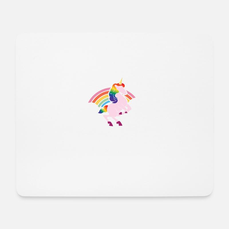 Unicorn-Einhorn in the clouds with rainbow - Mousepad (Querformat) - Weiß