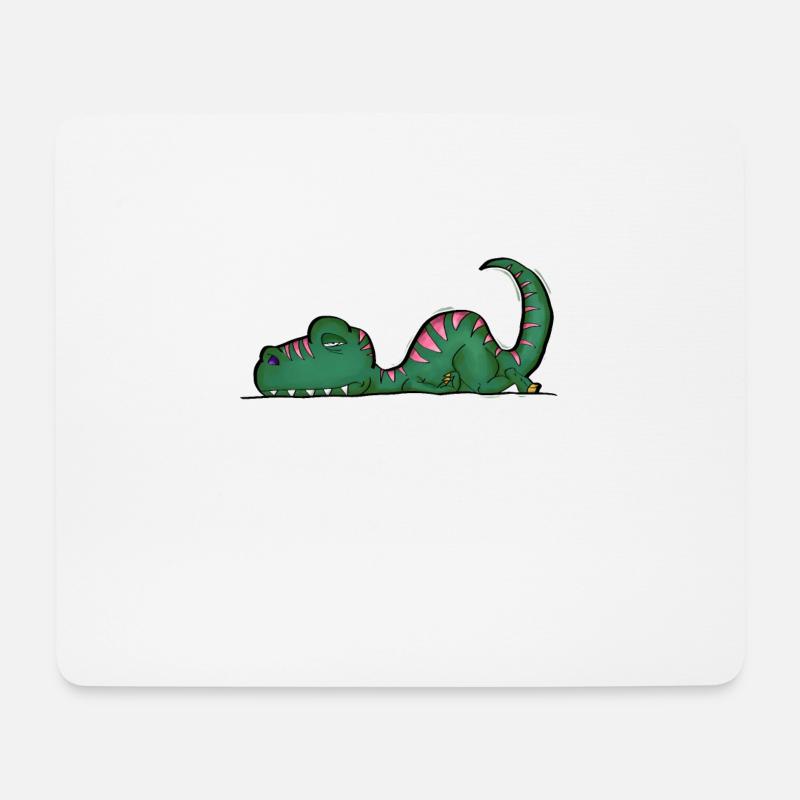 Dino TRex Dinosaurier Müde Kein Bock Faul Geschenk - Mousepad (Querformat) - Weiß