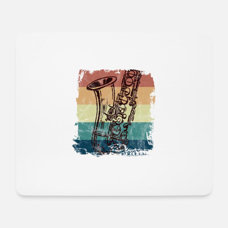 Saxofon Jazz Swing Klassik Retro Ska Punk Rock - Mousepad (Querformat) - Weiß