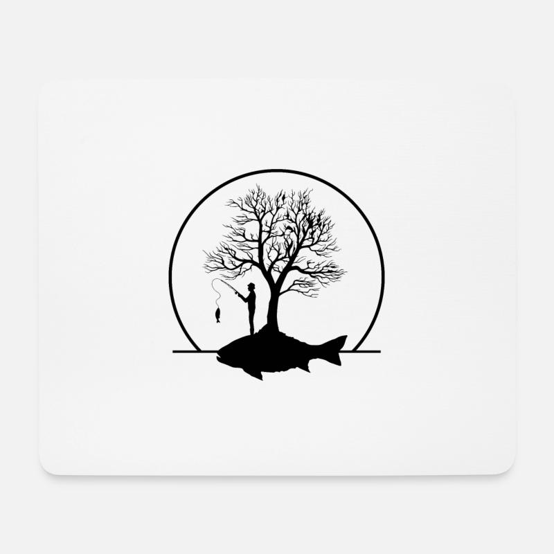 Angler unter einem Baum Karpfenangler Geschenk - Mousepad (Querformat) - Weiß