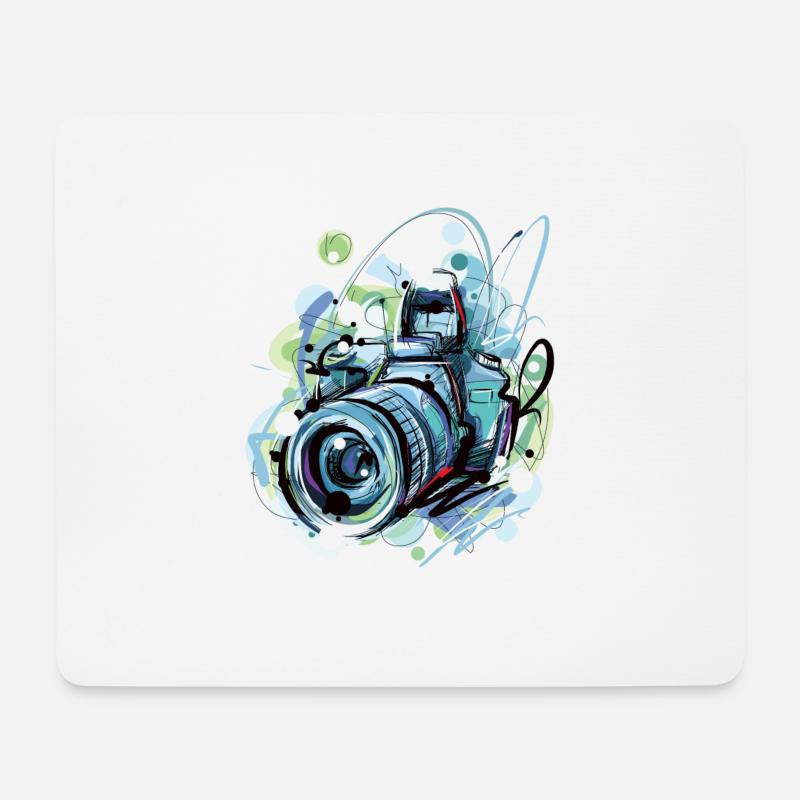 Kamera Bunt Style - Mousepad (Querformat) - Weiß