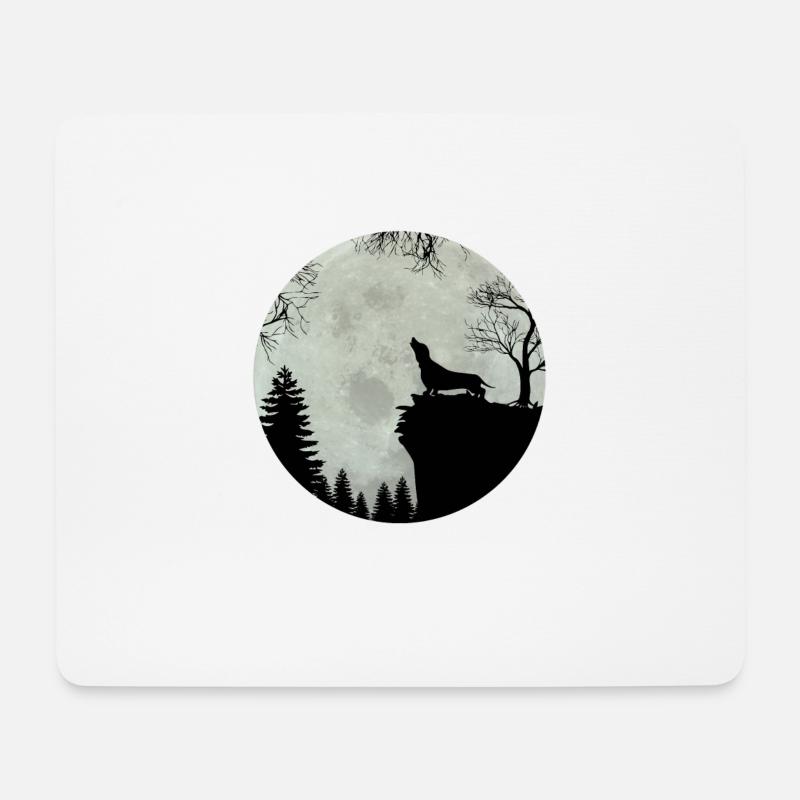 Dackel Teckel Dachshund Mond Geschenk (0287) - Mousepad (Querformat) - Weiß