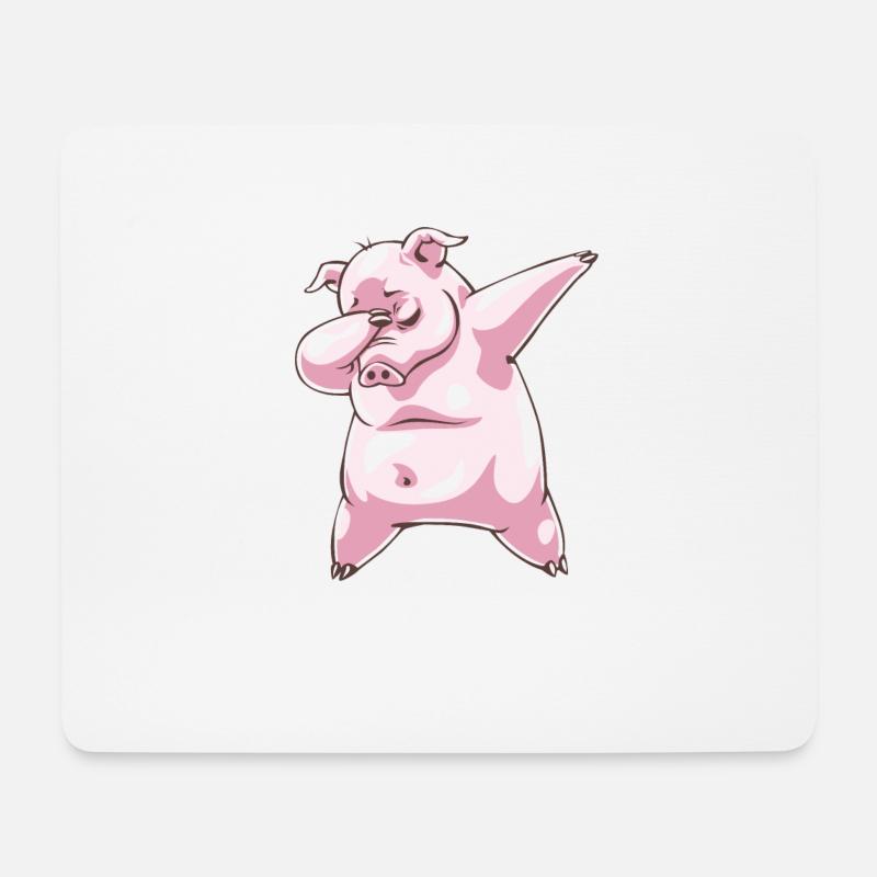 Tupfen Schwein Piggy Dab Dance - Mousepad (Querformat) - Weiß