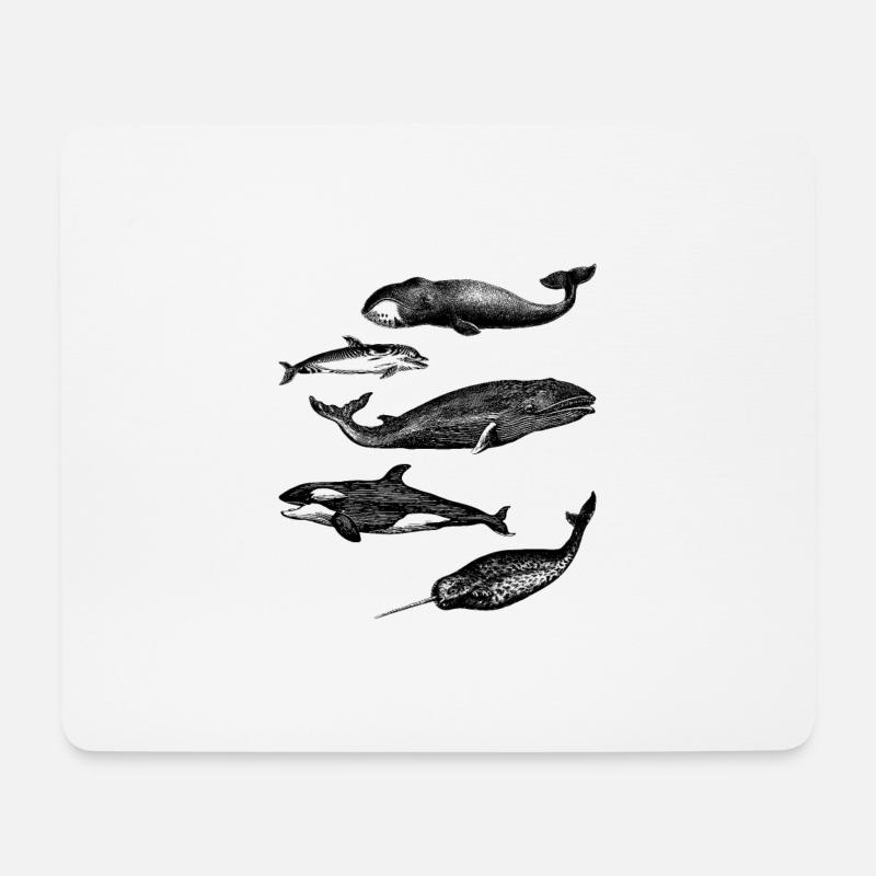 whale illustrations - Mouse Pad (horizontal) - white