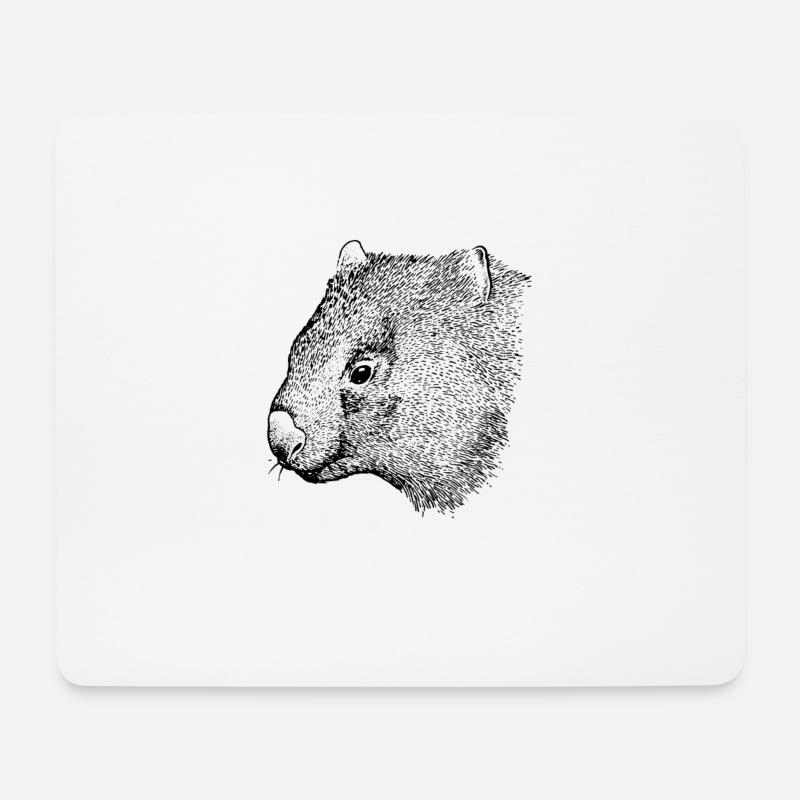 wombat drawing - Mousepad (Querformat) - Weiß