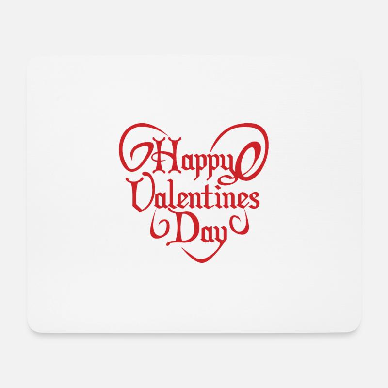 Fröhlichen Valentinstag Herz Schriftzug Geschenk - Mousepad (Querformat) - Weiß