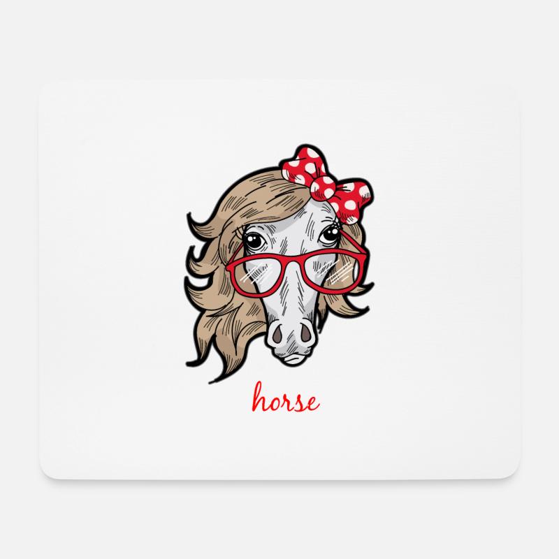 CRAZY HORSE LADY Pferd Pferde Pferdedame Brille - Mousepad (Querformat) - Weiß