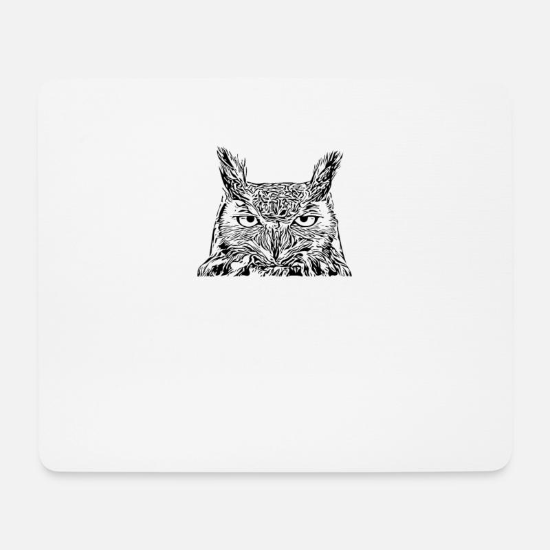 Eule - Mousepad (Querformat) - Weiß