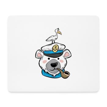 Eisbär Eis Bär Pfeife Möve Kapitän Cartoon Comic - Mousepad (Querformat) - Weiß - Vorne