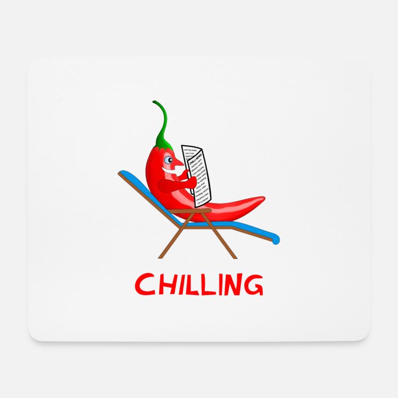 chilli, chilling, chilli, lazybones, lazy - Mouse Pad (horizontal) - white