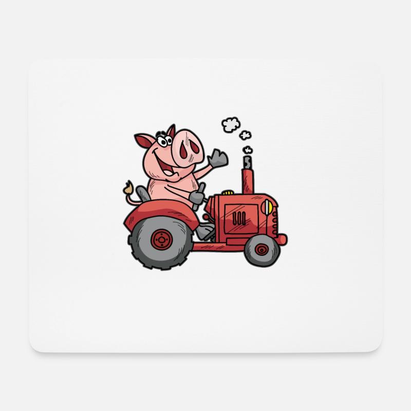 Schweinchen auf Traktor Träcker Trecker Schwein - Mousepad (Querformat) - Weiß