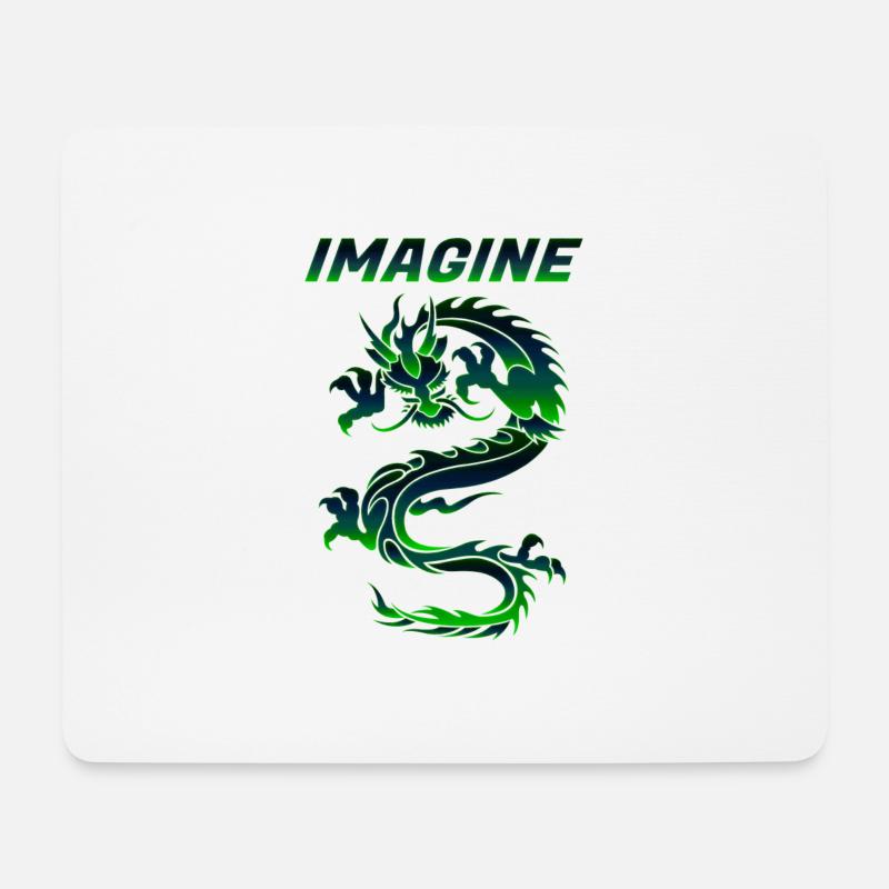 Imagine Fantasy Dragon Tattoo Style Design - Mousepad (Querformat) - Weiß