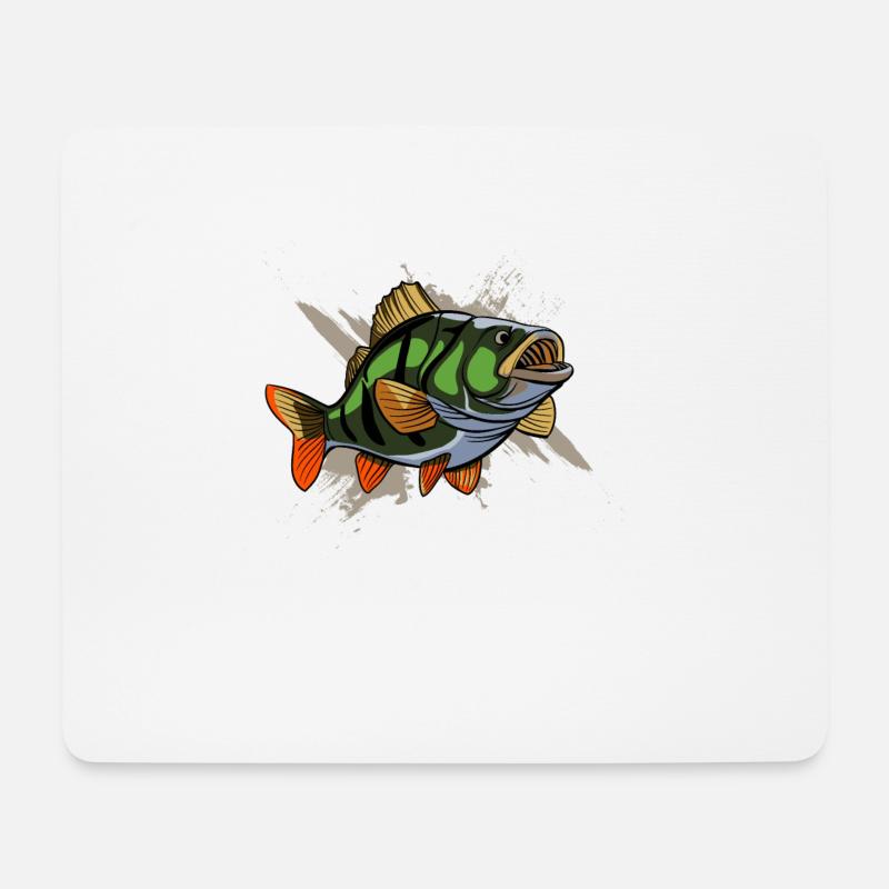 Angler T-shirt - Barsch - Raubfisch Angeln - Mousepad (Querformat) - Weiß