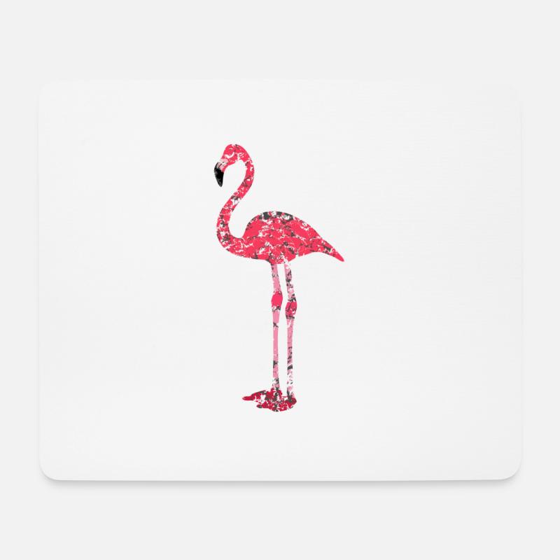 Flamant rose - Tapis de souris (format paysage) - blanc