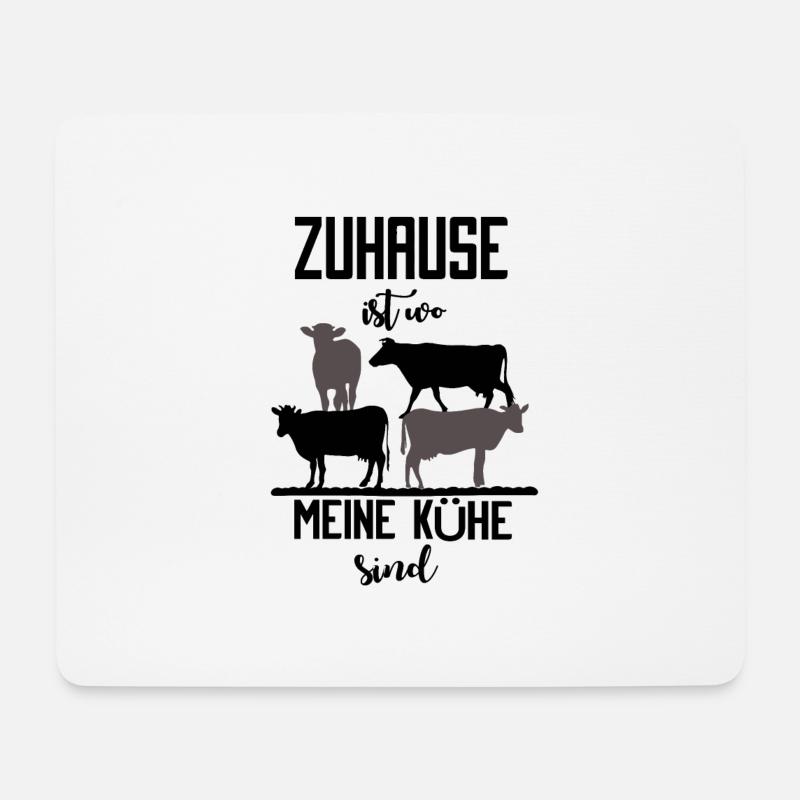 Zuhause ist wo meine Kühe sind, Landwirt-Tshirt - Mousepad (Querformat) - Weiß