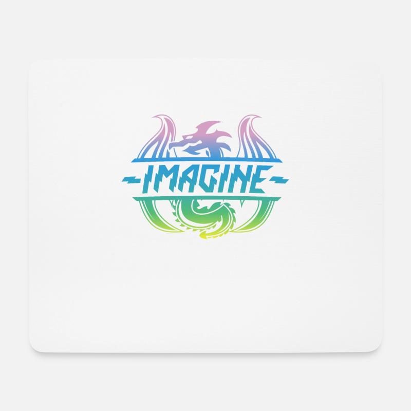 Imagine Fantasy Dragon Tattoo Style Design - Mousepad (Querformat) - Weiß