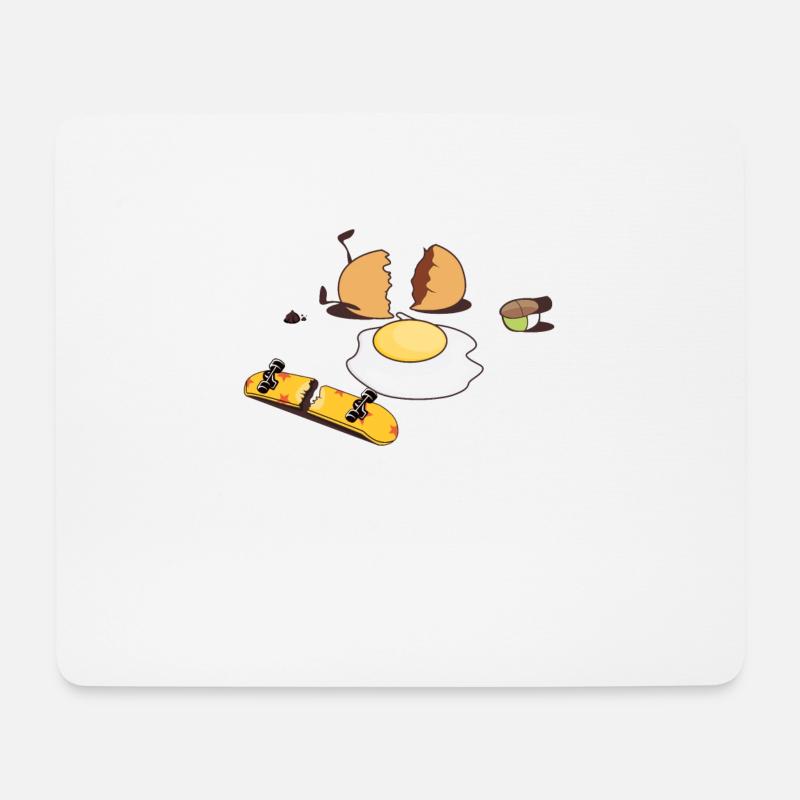 Aufgeschlagenes Skateboard-Ei - Mousepad (Querformat) - Weiß