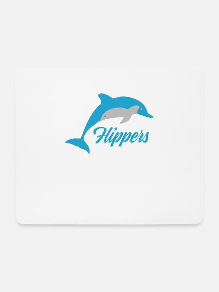 Flipper Springender Delfin Logo Schriftzug - Mousepad (Querformat) - Weiß