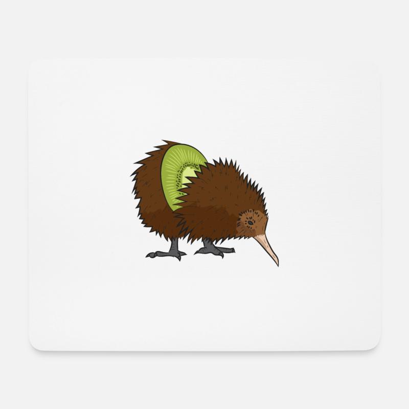 Kiwi - Frucht und Vogel - Mousepad (Querformat) - Weiß