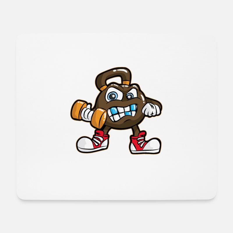 kettlebell Hantel Training Muskel Fitnessstudio - Mousepad (Querformat) - Weiß