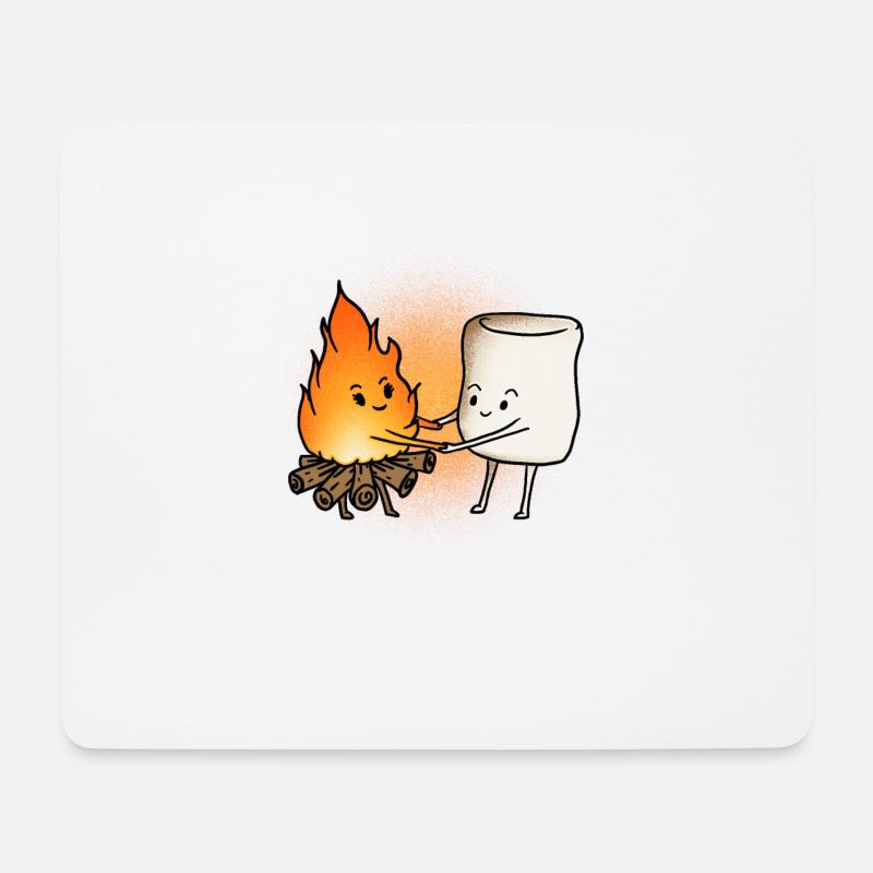 Marshmallow Man und Feuer Camping Geschenk - Mousepad (Querformat) - Weiß