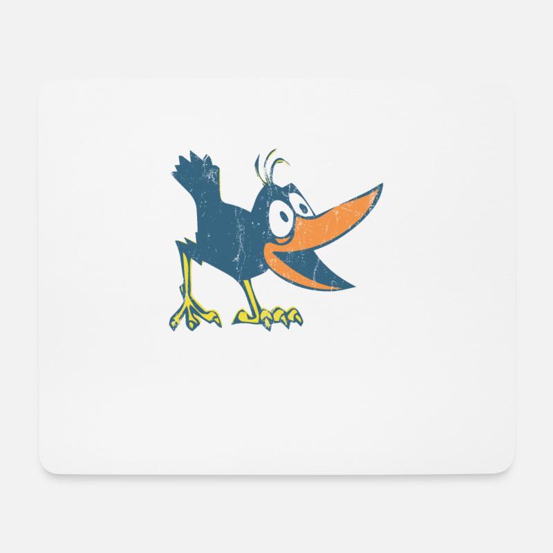Lustige Vögel Rabe - Mousepad (Querformat) - Weiß