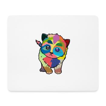 Little colorful cute cat - Mouse Pad (horizontal) - white - Front