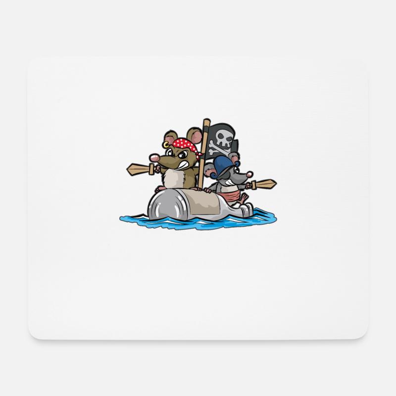 PIRATS Piraten Ratten Mäuse Piratenschiff Pirat - Mousepad (Querformat) - Weiß