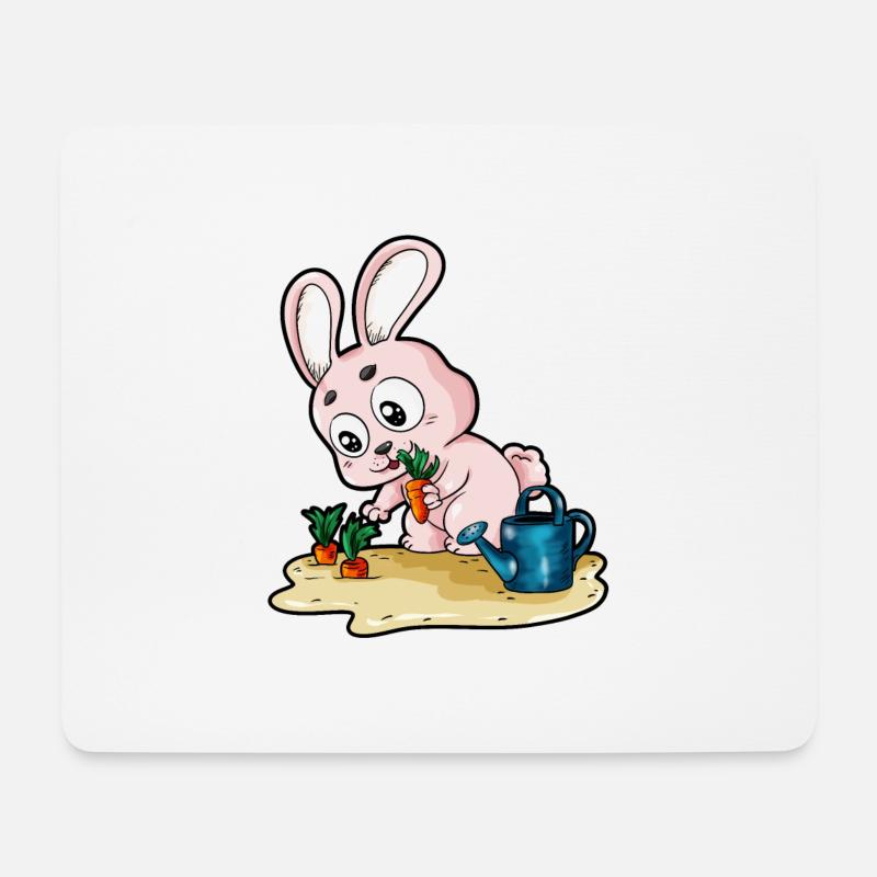 Gärtner Häschen Hase Möhre Karotte Gärtner Cartoon - Mousepad (Querformat) - Weiß