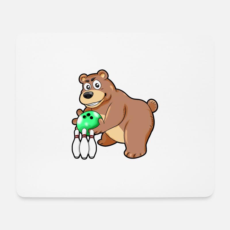 Bowling Bär Kegel Kegeln Pins Kegler Bowler Comic - Mousepad (Querformat) - Weiß