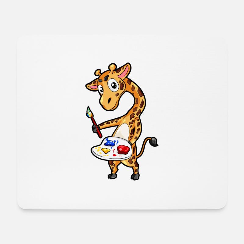 Giraffe Künstler Maler Malerei Pinsel Staffellei - Mousepad (Querformat) - Weiß