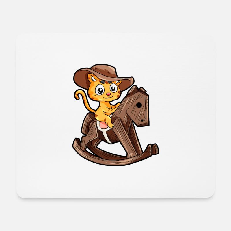 Holz Pferd Schaukelpferd Katze Kätzchen Geschenk - Mousepad (Querformat) - Weiß