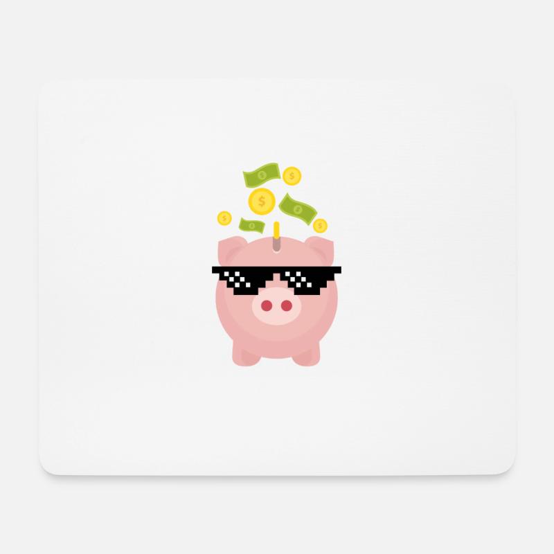 Cooles Sparschwein - Mousepad (Querformat) - Weiß