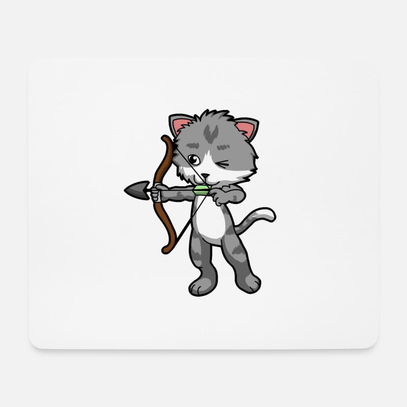 Amour Katze mit Pfeil und Bogen Schütze - Mousepad (Querformat) - Weiß