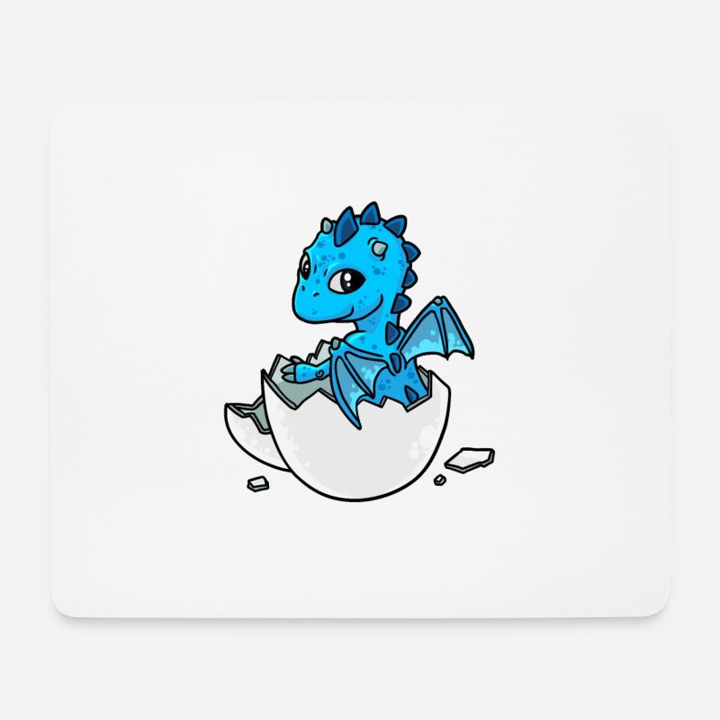 Kleiner süßer Baby Drachen schlüpfen Eierschale Ei - Mousepad (Querformat) - Weiß