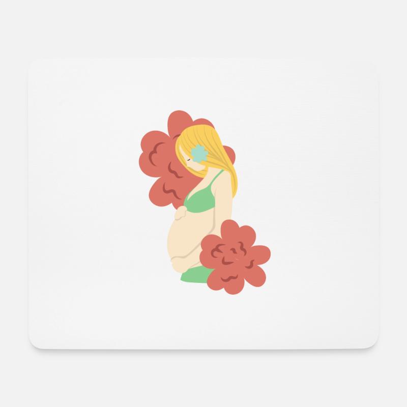 Blumen Schwangerschaft Schwanger Geburt Geschenk - Mousepad (Querformat) - Weiß