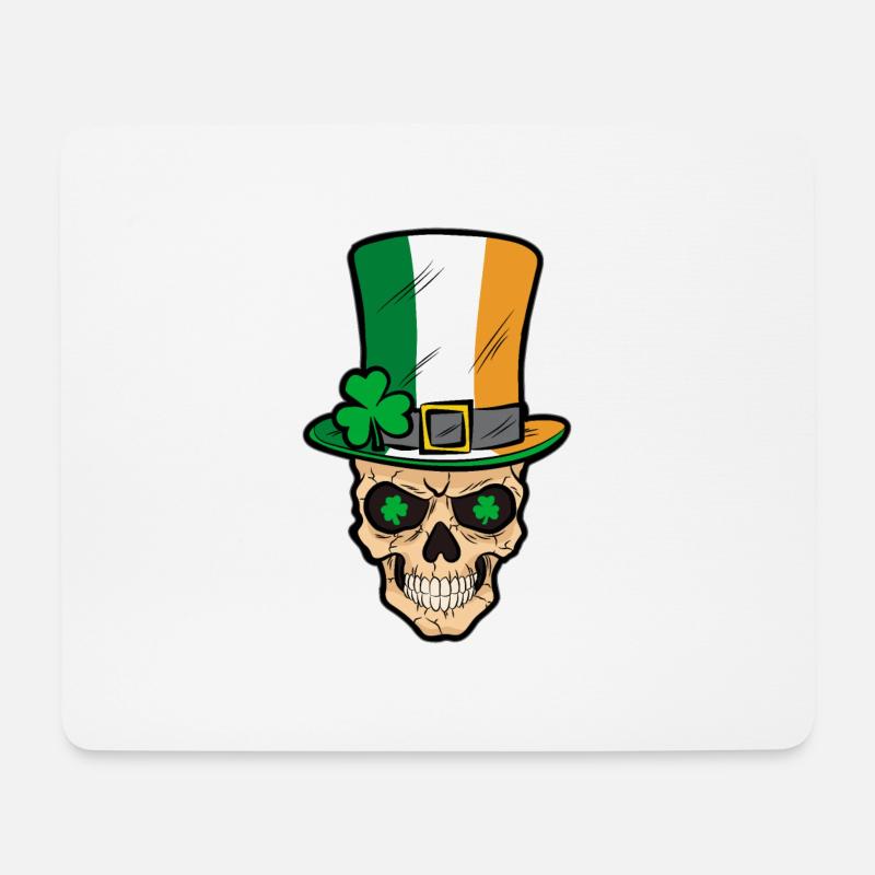 Irish Skull Ireland Shamrock Comic - Mouse Pad (horizontal) - white