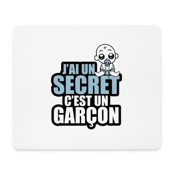 j'ai un secret c'est un garçon - Tapis de souris (format paysage) - blanc - Devant