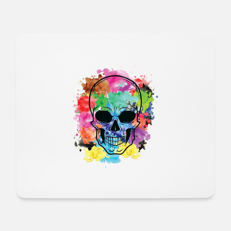 Bunter Totenkopf - Mousepad (Querformat) - Weiß