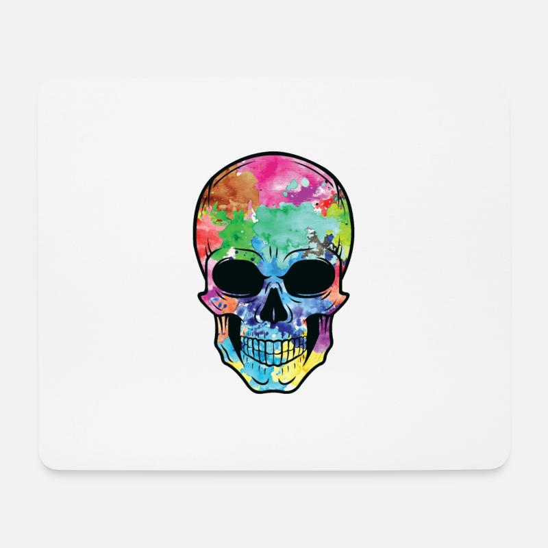 Bunter Totenkopf - Mousepad (Querformat) - Weiß