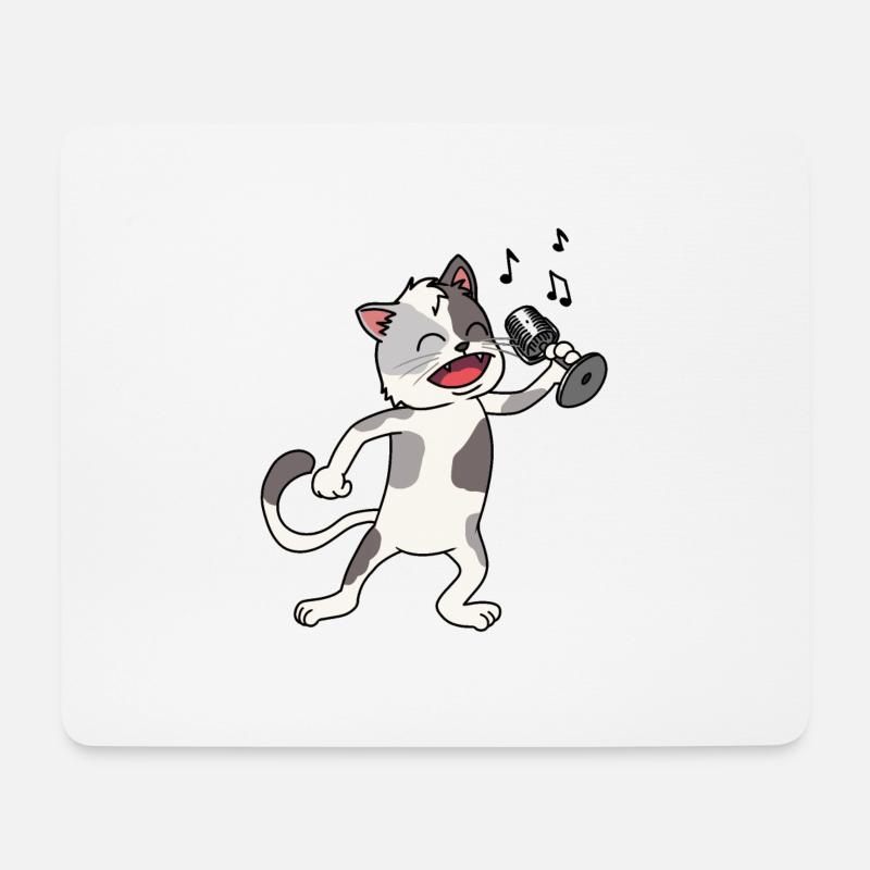 Katze singt, singen Katzen Sänger Band Musik - Mousepad (Querformat) - Weiß