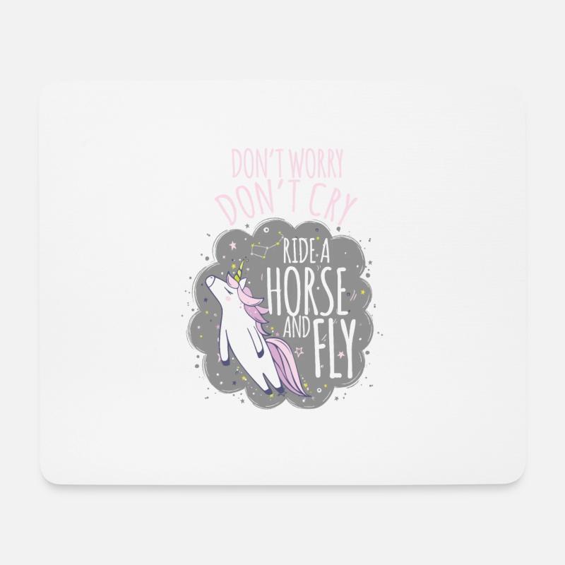 Don't worry, don't cry, ride a horse and fly - Mousepad (Querformat) - Weiß