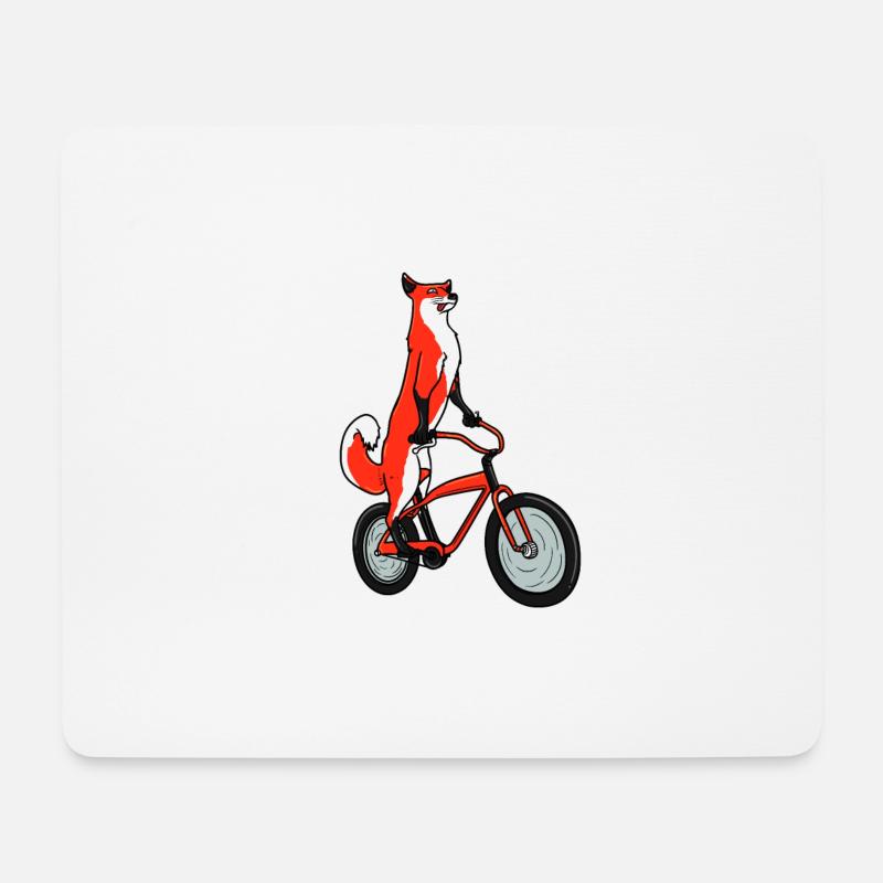 Fuchs Fahrrad Radsport Comic Geschenk - Mousepad (Querformat) - Weiß