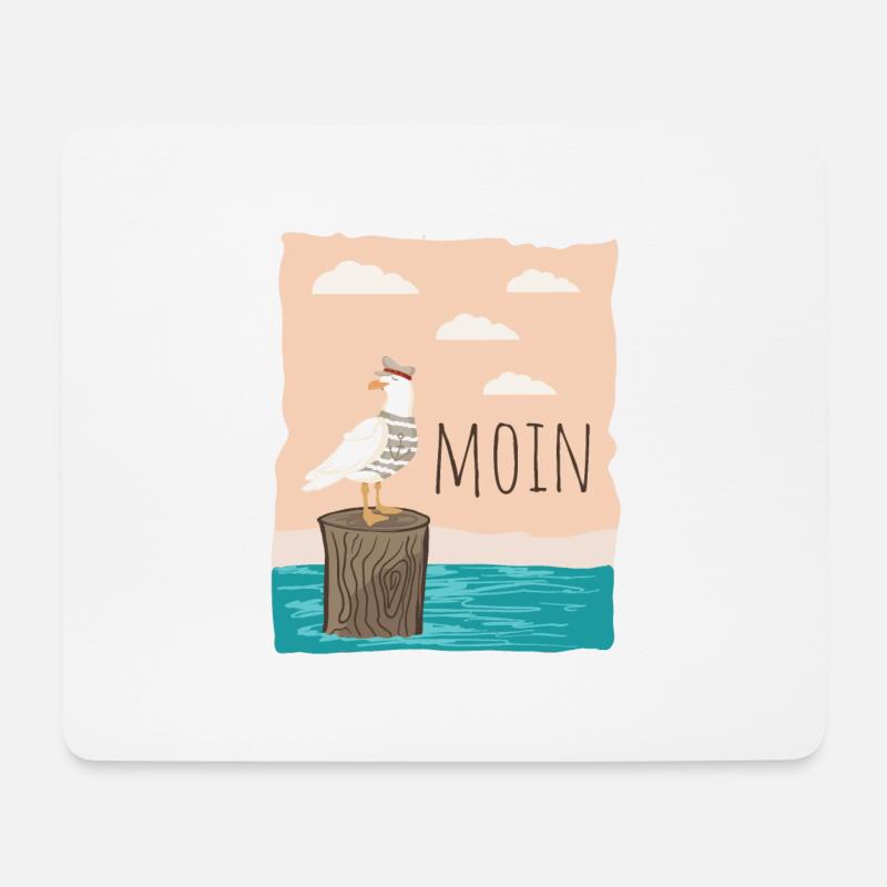 Moin Cooler Spruch Möwe See Küste Hafen Geschenk - Mousepad (Querformat) - Weiß