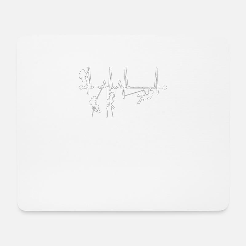 Bergsteiger-Herzschlag-Grafik-Bergsteigen - Mousepad (Querformat) - Weiß