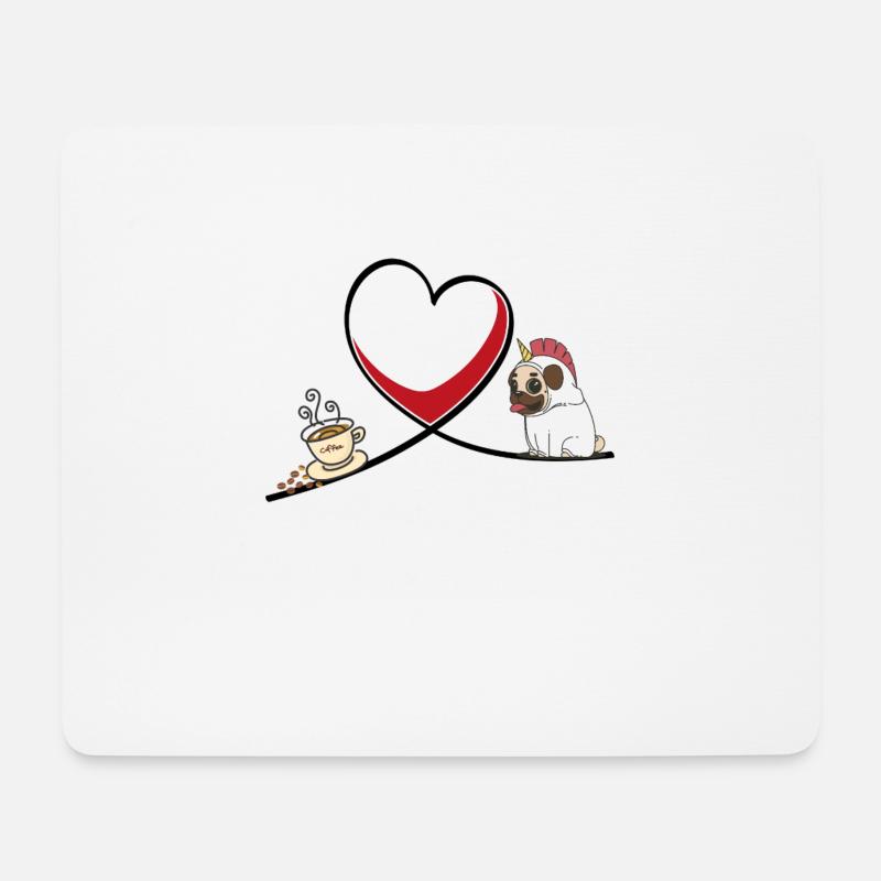 Kaffe Mops Coffee Pug Unicorn Einhorn - Mousepad (Querformat) - Weiß