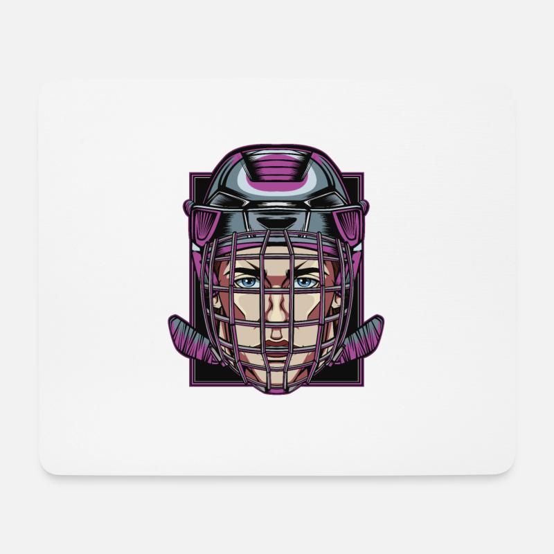 Hockey Eishockeyspieler Eishockey Maske Eissport - Mousepad (Querformat) - Weiß