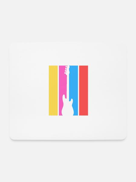 Retro bunte Rockmusik-Gitarre - Mousepad (Querformat) - Weiß