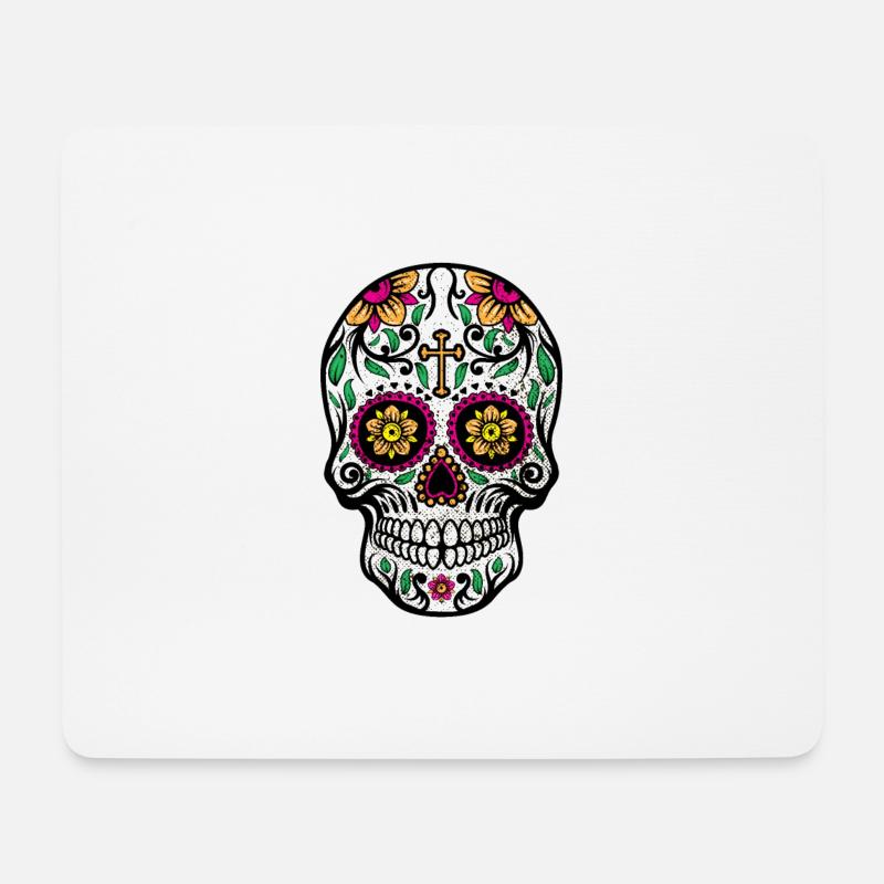 Dia De Las Muertos Zuckerschädelkreuz - Mousepad (Querformat) - Weiß