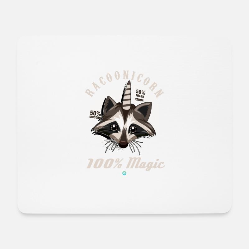 Magisches Racoonicorn Tshirt Sparkly hybrides Tier - Mousepad (Querformat) - Weiß